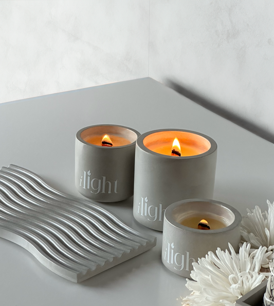 Wavy Tray Candle Set